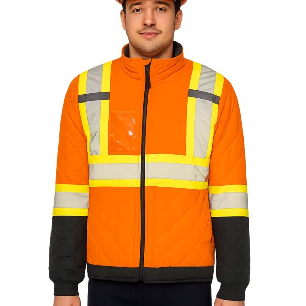 Hi-Vis Quilted Freezer Jacket, 4″ Refl. Tape Thumbnail